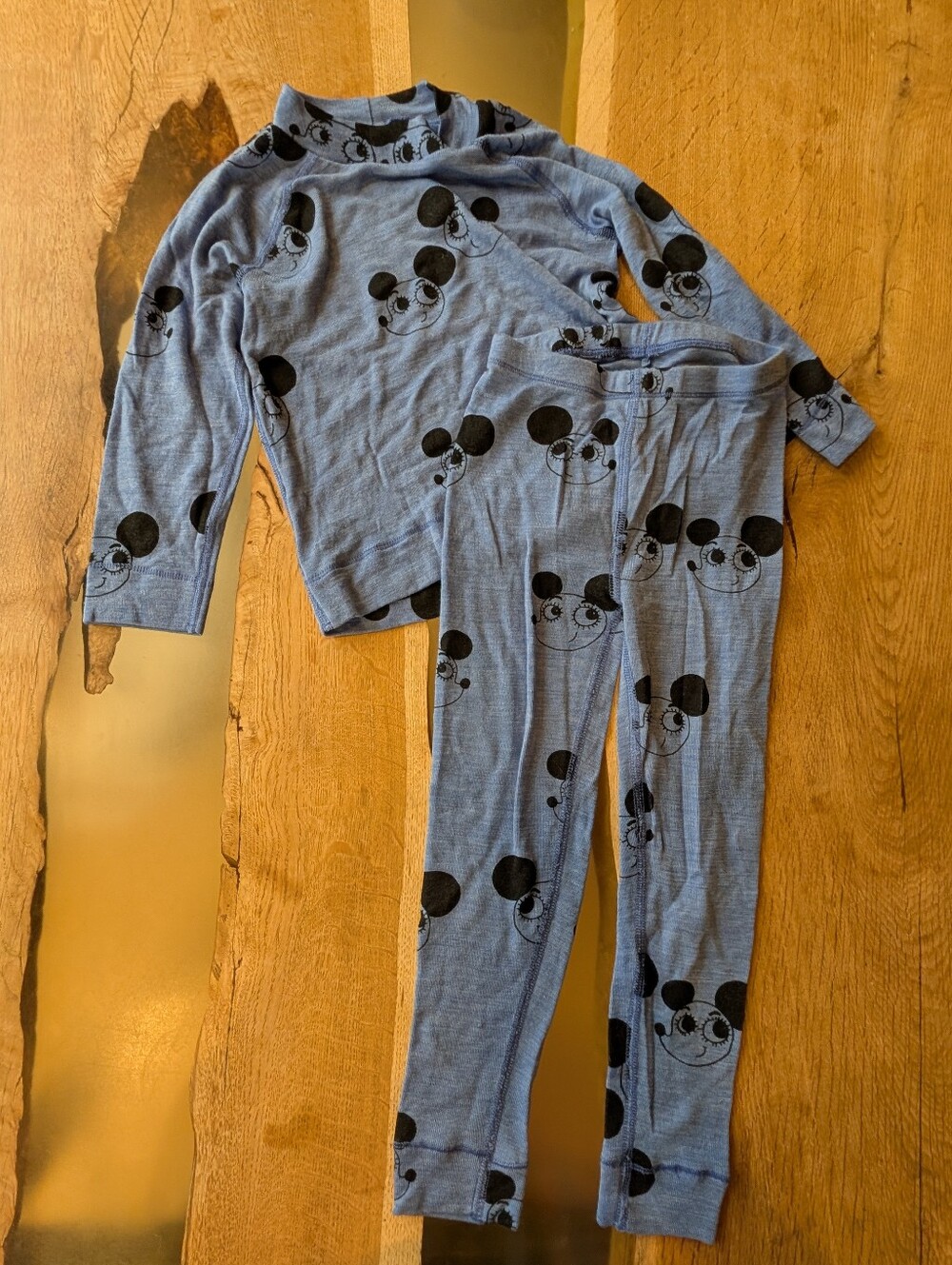 Mini Rodini 2-3y WOOL Kids' Long Sleeve THERMAL Set Mouse Print